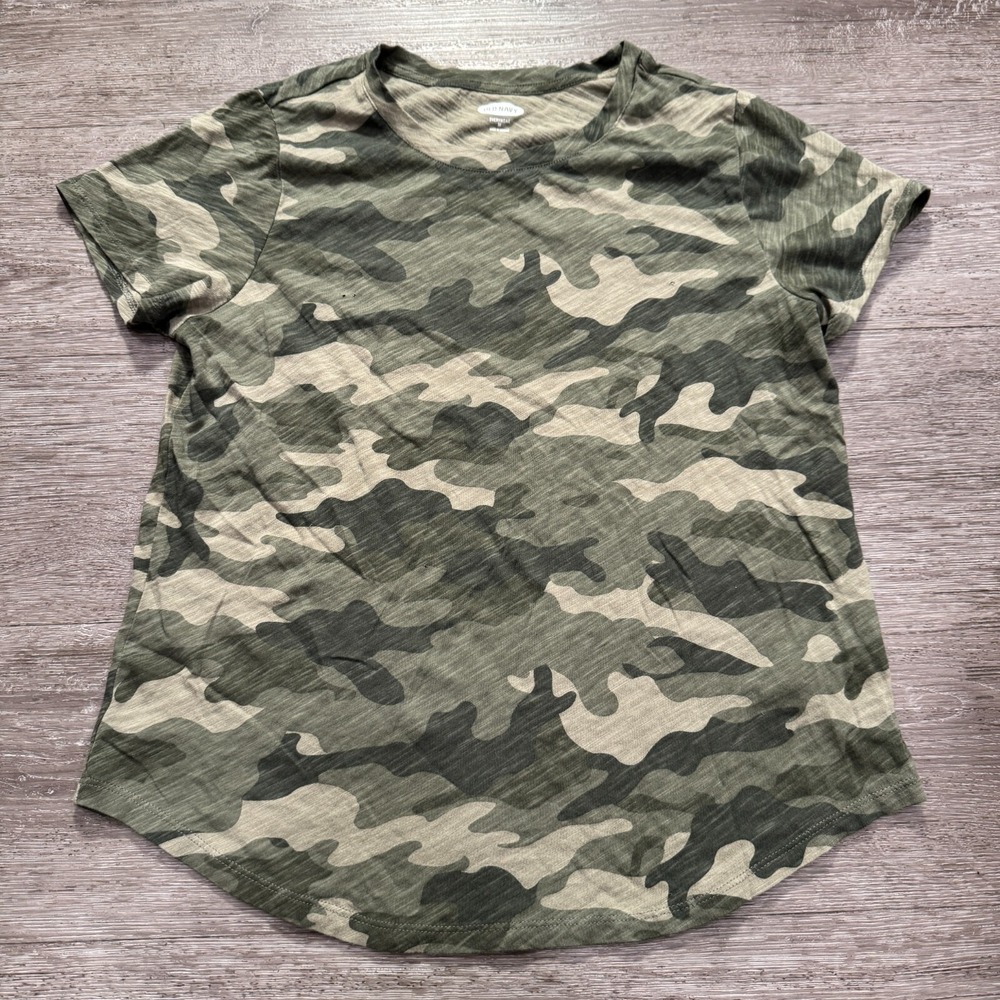 Old Navy Shirt Womens Medium Everywear Green Camo Short Sleeve Crew Neck